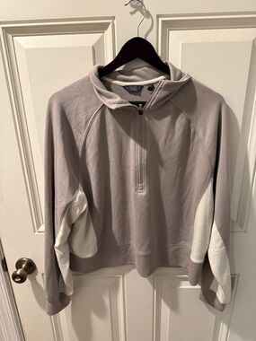 Dansk Neutral Taupe and Cream Quarter-Zip Pullover Sweatshirt Size L SMOKE FREE